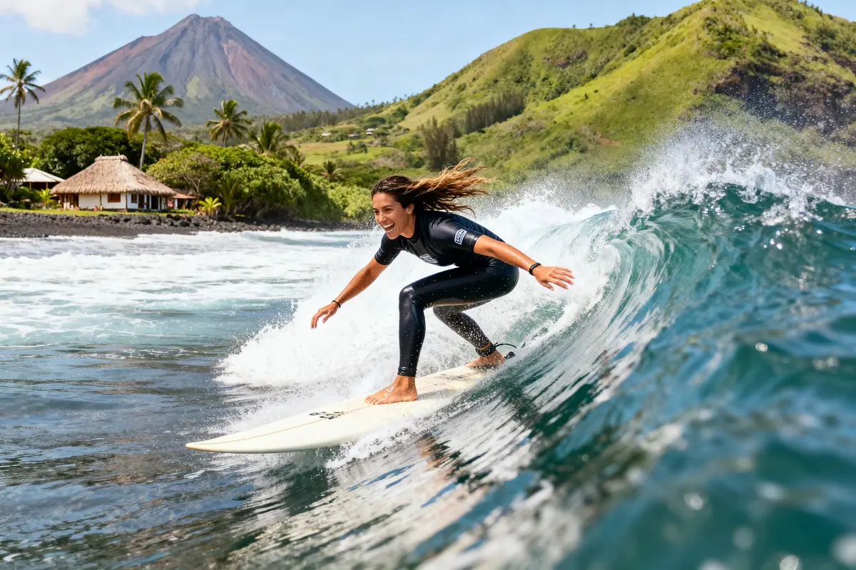 Séverine Ferrer et le surf : passion, tournage et ambiance riding